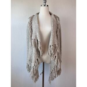 Camellia Cream Open Front Cardigan Fringe Western Boho size Small